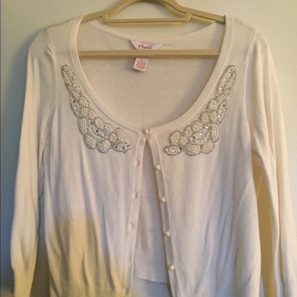 Embellished Cropped Cardigan, L